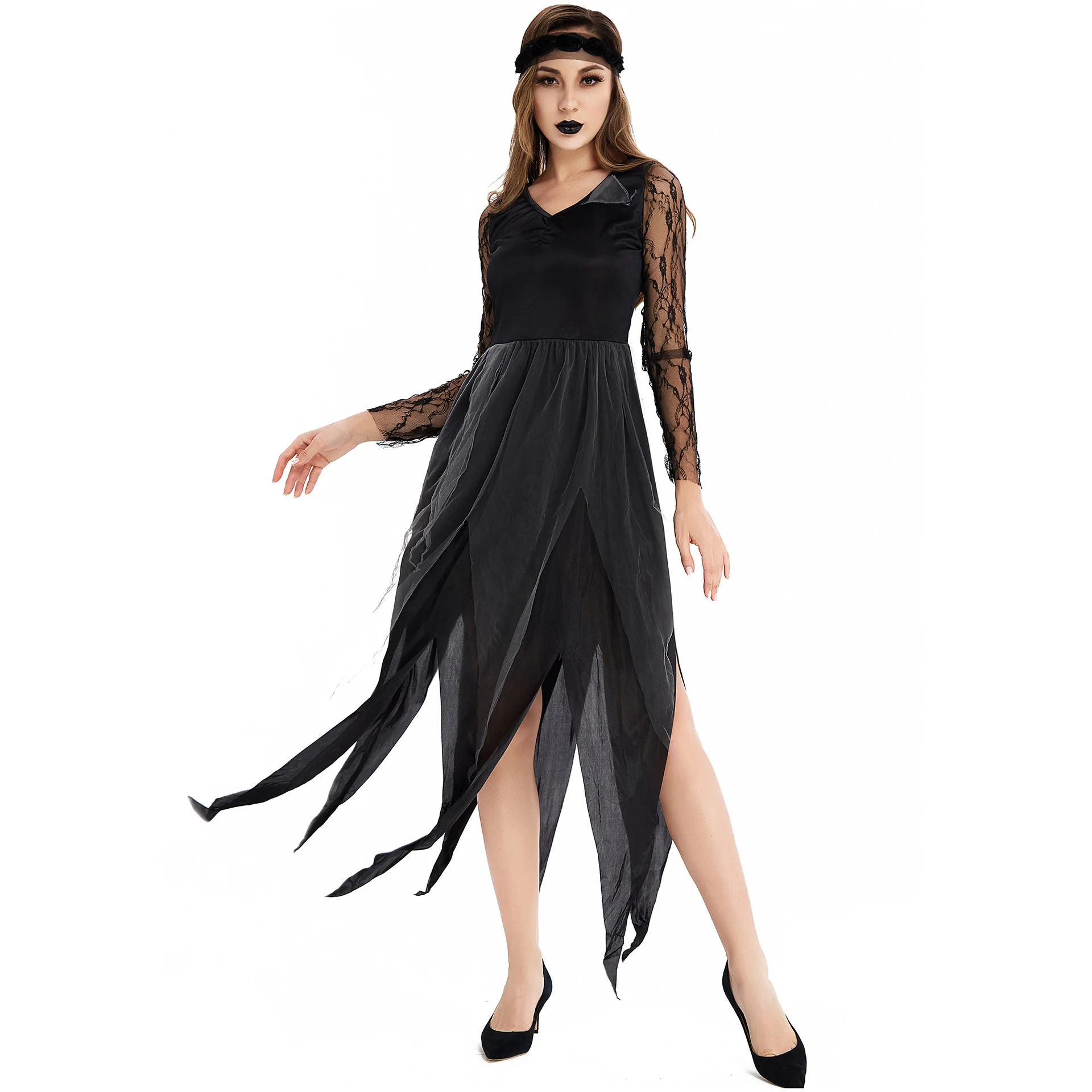 MXXL nouveau loween Zombie mariées fantôme mariée Costume femmes ethnique scène Costume blanc mariage Dr avec taches de sang