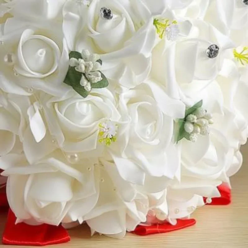 Bridal wedding bouquet foam artificial flowers white rose bouquet white hand-thrown flowers