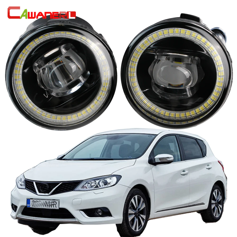 2 Pieces Angel Eye Fog Light For Nissan Pulsar C12 Hatchback 30W 8000LM Car LED Fog Daytime Running Lamp DRL 2013 2014 2015 2016