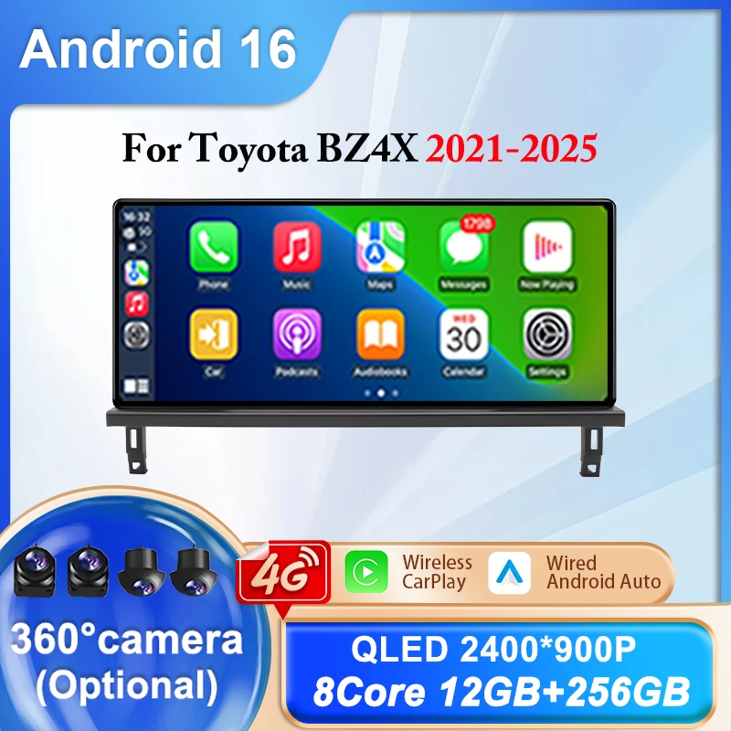 

12,3-дюймовое автомобильное радио Android 16 CarPlay для Toyota BZ4X 2021-2025 с сенсорным экраном, мультимедийный плеер, GPS-навигация, головное устройство, Bluetooth, Wi-Fi