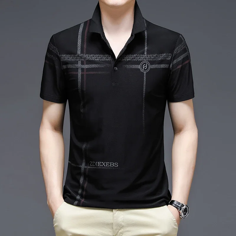 2024 Summer New Men\'s Printed Short Sleeved POLO Shirt Comfortable and Cool Casual Fashion T-shirt