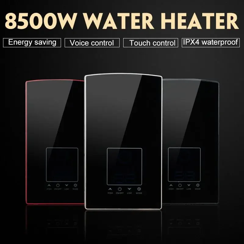 Calentador de agua eléctrico Digital LCD, 8500W, 220V, Control de voz táctil, temperatura constante, calentadores de agua instantáneos sin depósito