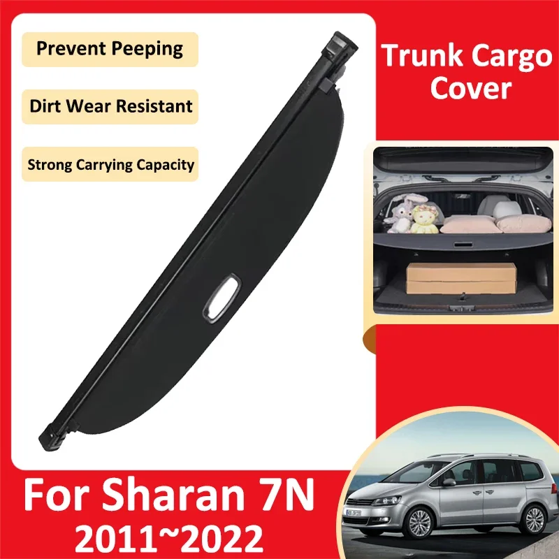 Car Trunk Curtain For Volkswagen VW Sharan 7N 2011~2022 Luggage Storage Adjustable  Partition Protective Cover Auto Accessories