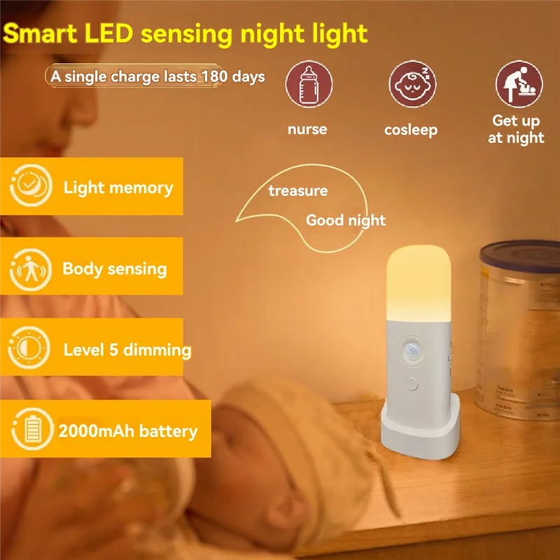 ABRB-Motion Sensor Night Light, ไฟกลางคืน LED หรี่แสงได้, เหมาะสําหรับไฟทางเดินในห้องนอน