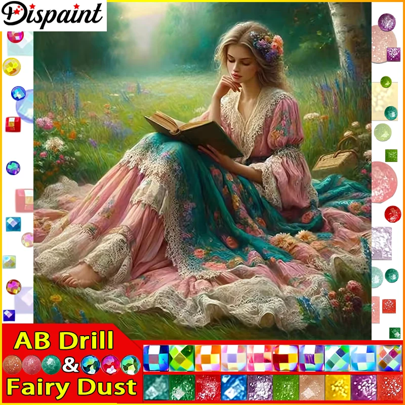 Dispaint Fairy Dust AB Diamant-Stickerei DIY Diamant-Malerei-Set „Portrait Beauty“ 5D-Handarbeit Diamant-Heimdekoration