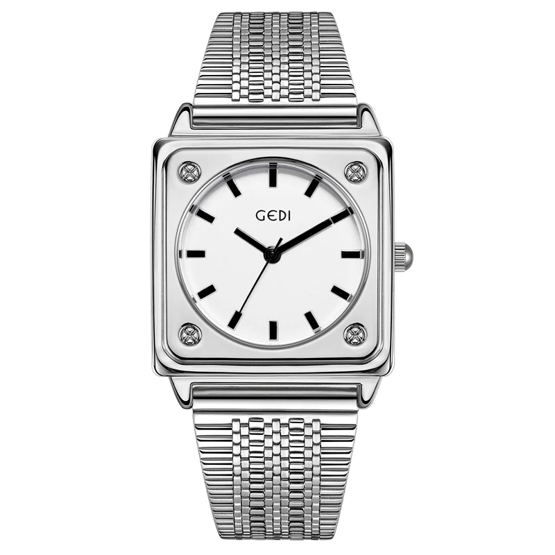 Niche high-end women's watch simple high-value steel strap watch ladies square dial waterproof quartz watch