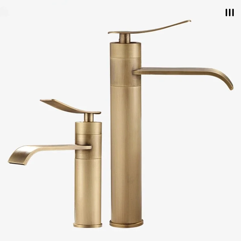 Antique Bronze Basin Faucets Bathroom Faucet Hot & Cold Brass Bathroom Sink Faucet Deck Mounted Lavotory Faucet  Mixer Water Tap