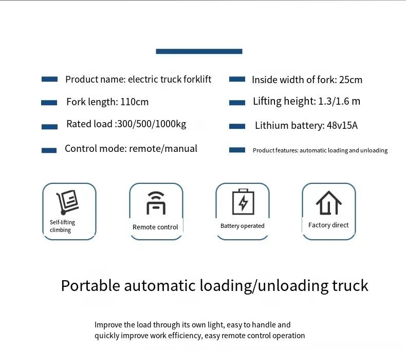 Truk Forklift hidrolik Manual tumpuk palet angkat hidrolik portabel 1ton, 1,5 ton, 2ton 1.6m 48v baterai Lithium