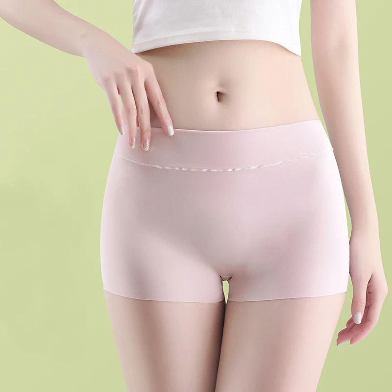 Seamless Women Safety Short Pants Nylon Panties Mid Waist Girls Panty Emptied Boyshorts Boxers Ice Silk Cool Female Underwear