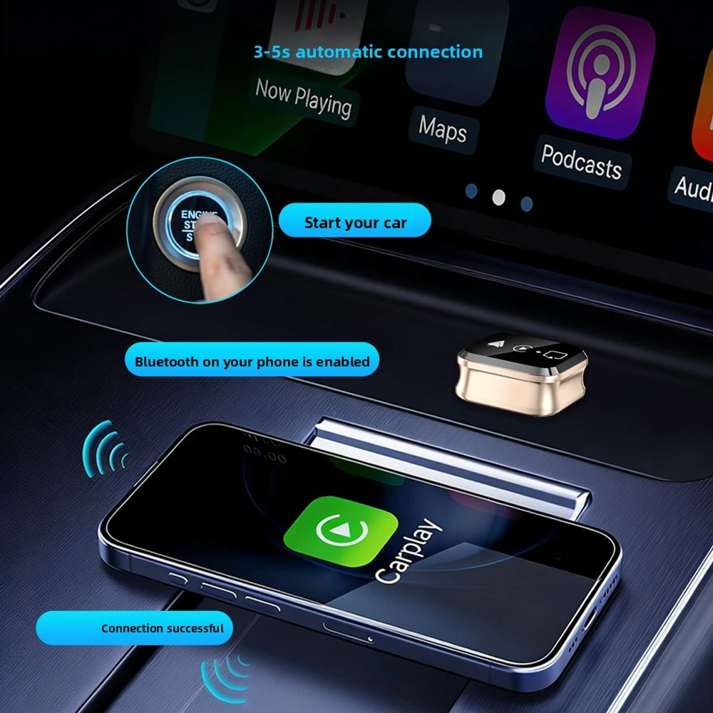 4in1 スマートワイヤレスCarPlayアダプター USB自動接続 プラグアンドプレイ iPhone、Android対応 車載用 USB スクリーンミラーリング対応