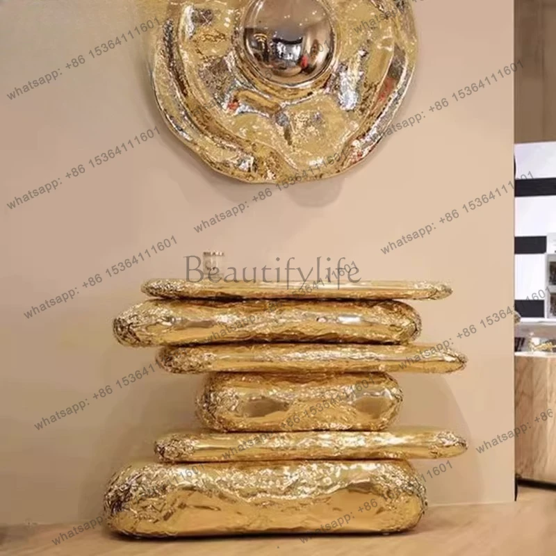 

yj32 Light luxury design high-end FRP electroplating entrance table high-end decorative entrance table
