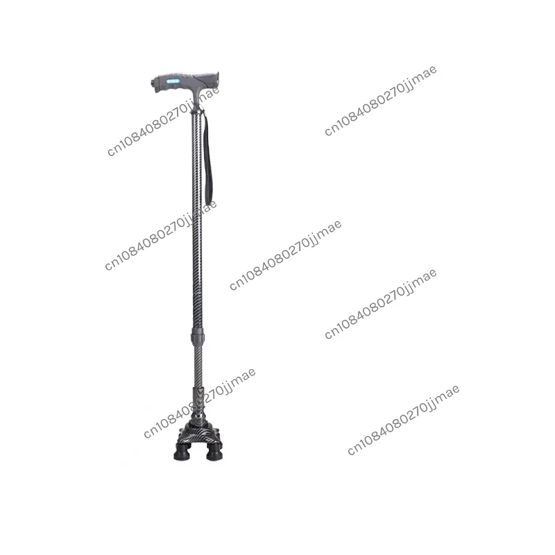 Non-Slip Multifunctional Crutch Lightweight Telescopic Adjustable Four-Leg Rubber Tips Walking Stick