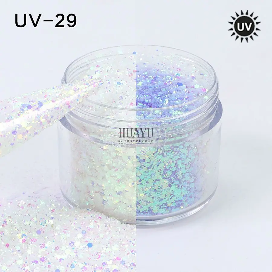 Paillettes holographiques mélangées – Flocons irisés arc-en-ciel à effet chromatique, grandes paillettes pour nail art, body art, gobelets