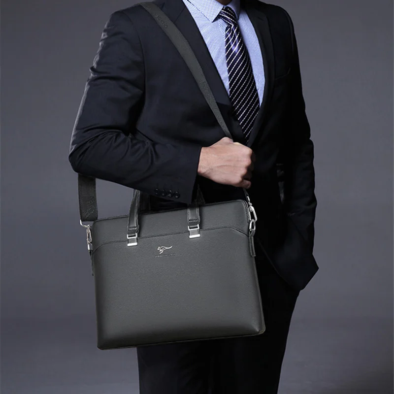 Business Men PU Leather Briefcase High Capacity Hand Tote Bag Office Man Shoulder Messenger Bag Business Laptop Bag