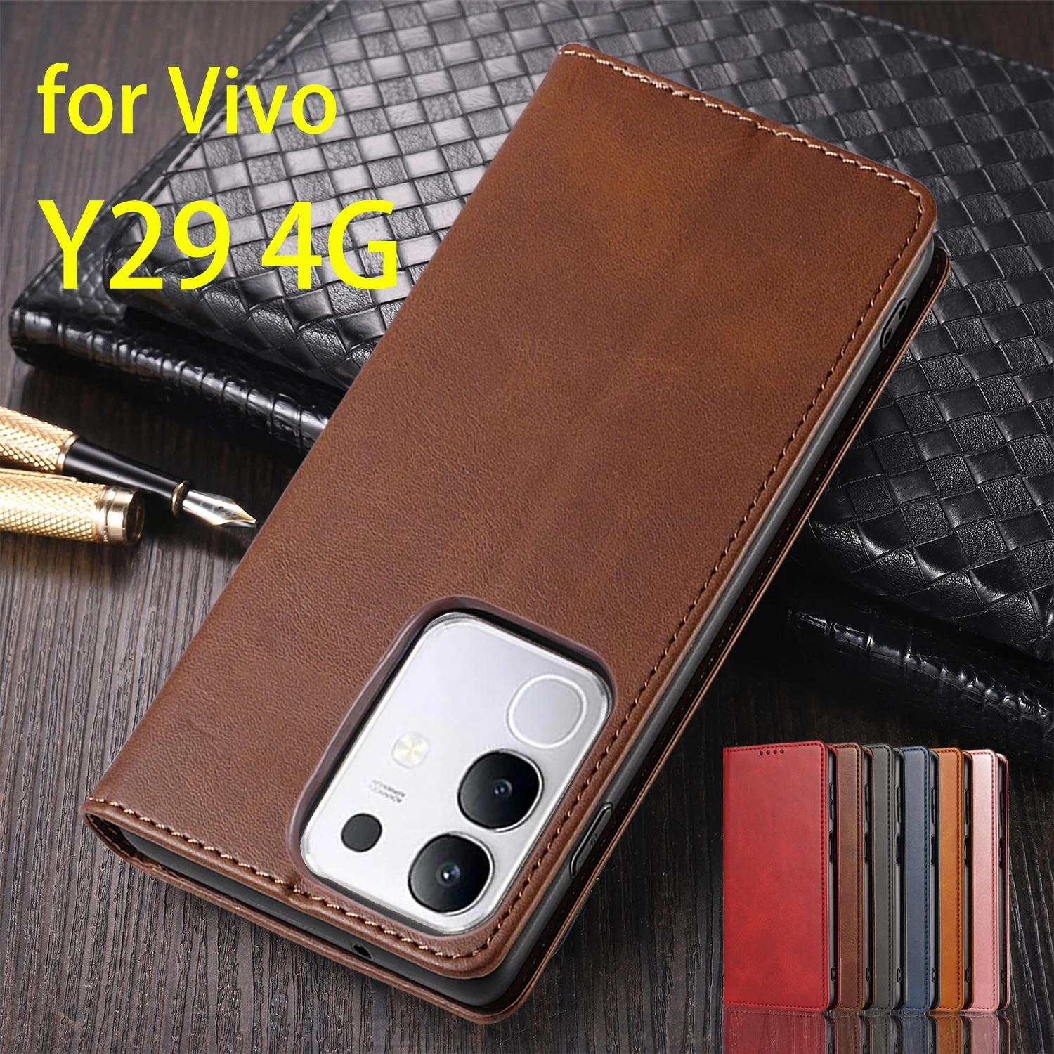 

Leather Case for Vivo Y29 4G Card Holder Holster Magnetic Attraction Cover Wallet Flip Case Capa Fundas Coque