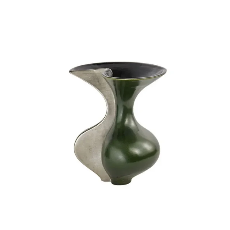 Simple and modern green silver flower ware, model room sales office bedroom living room desktop creative soft decoration