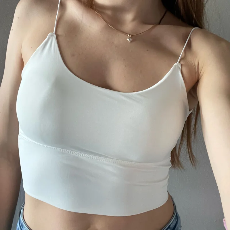 Lodowy jedwab krótkie bluzki kobiet Sexy Tank Top Grils letnia kamizelka bezszwowy bez pleców zakrętka tubki bielizna biustonosz biustonosz