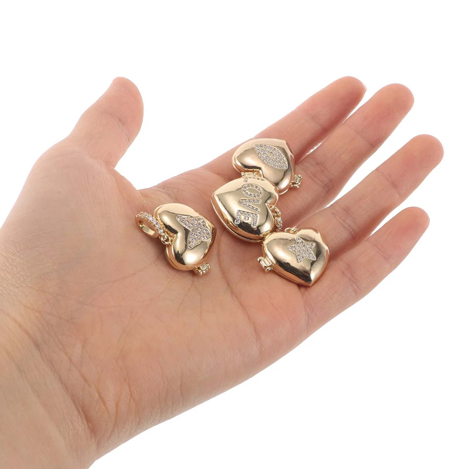 

4Pcs Essential Oil Diffuser Necklace Locket Pendant Aromatherapy Jewelry for Women Sparkling Zirconia Charm Easy Refill Portable