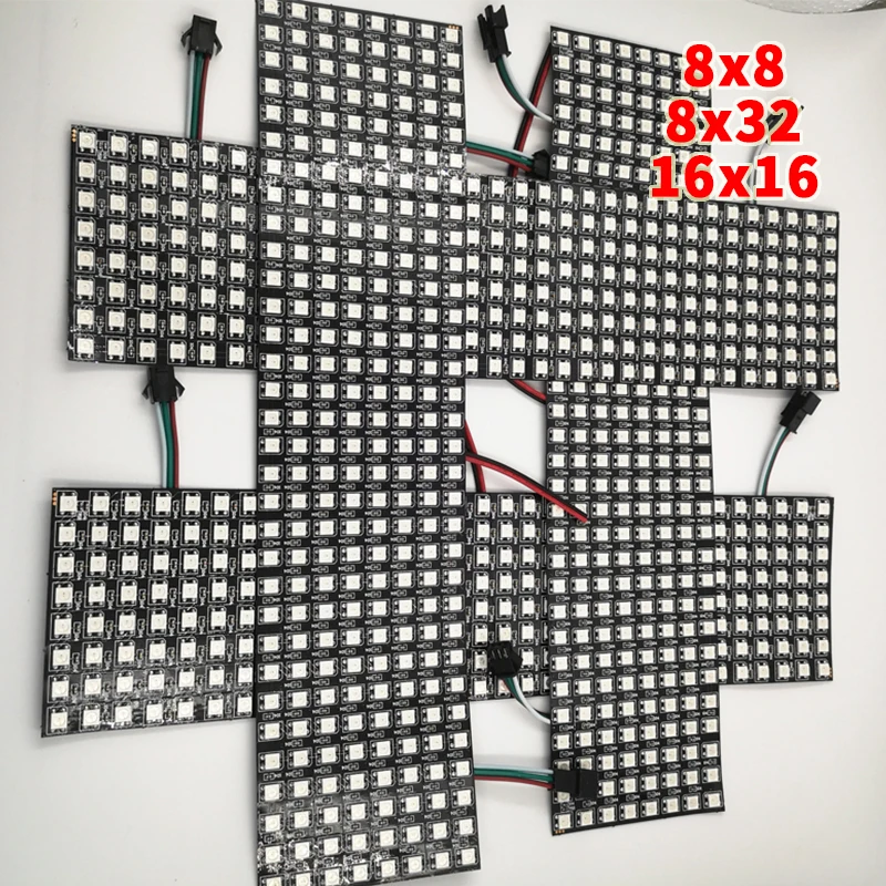 8x8 16x16 8x32 Pixels SK6812 WS2812B RGB Matrix Individually Addressable Digital Flexible LED Panel Pixels Screen DC5V