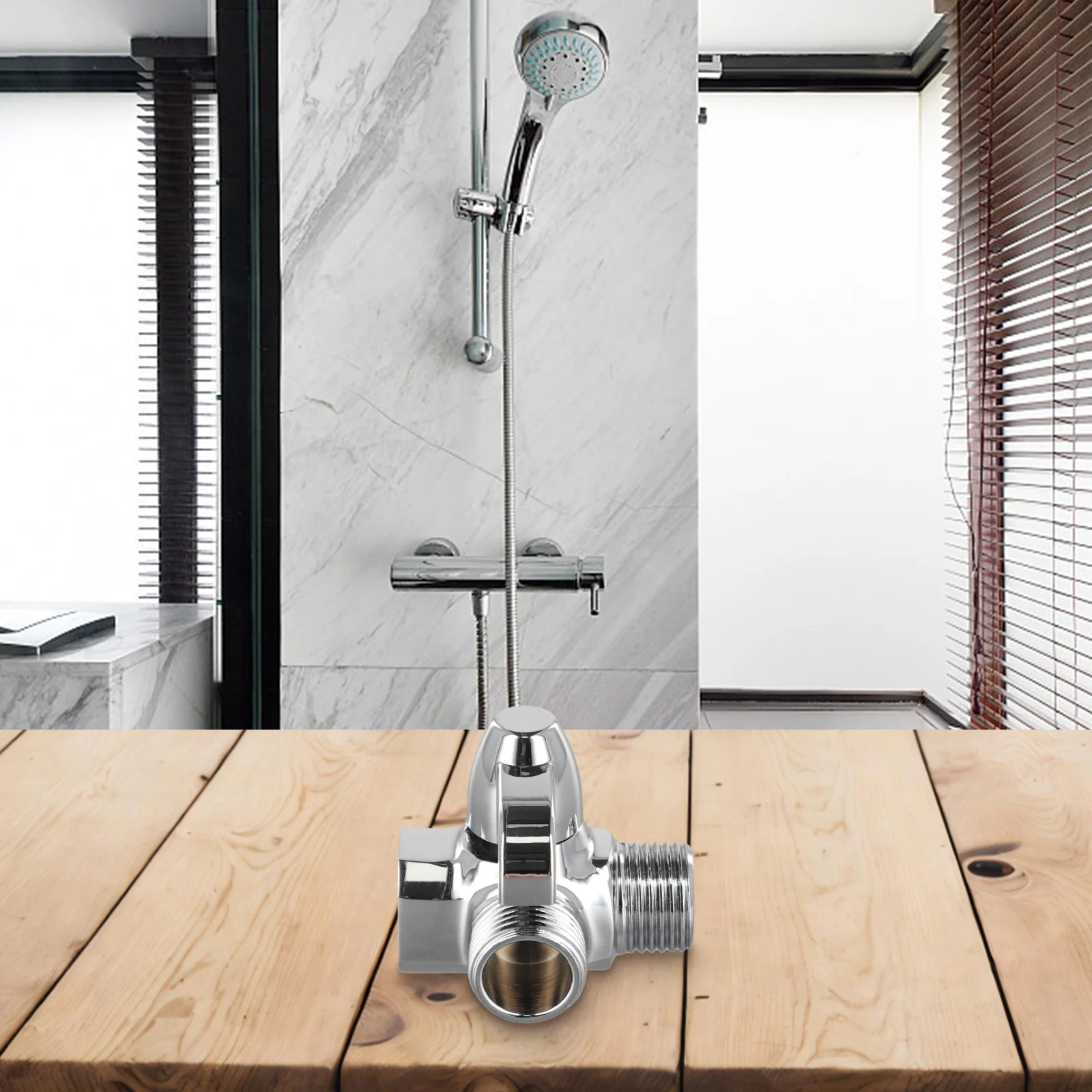 1 X Diverter Valve T Shape Three Way Wall-Mount Brass G1/2 Inch Plating Home Shower Faucets High-Quality Materials