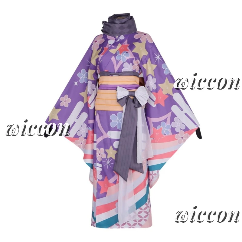 Anime Akemi Homura Cosplay Kimono Puella Magi Madoka Magica Costume Stampato Uniforme Vestito Parrucca Set Gioco di Partito Vestito per Le Donne