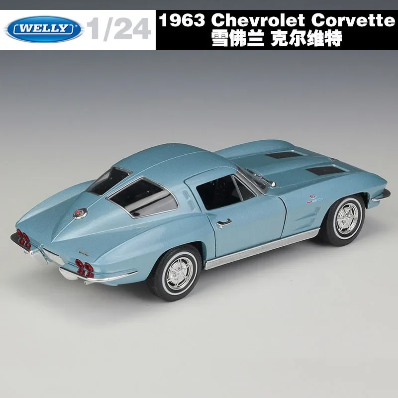 Welly 1:24 chevrolet 1963 corvette diecast liga modelo de carro estático veículo brinquedo coleção decoração lembrança ornamentos b40