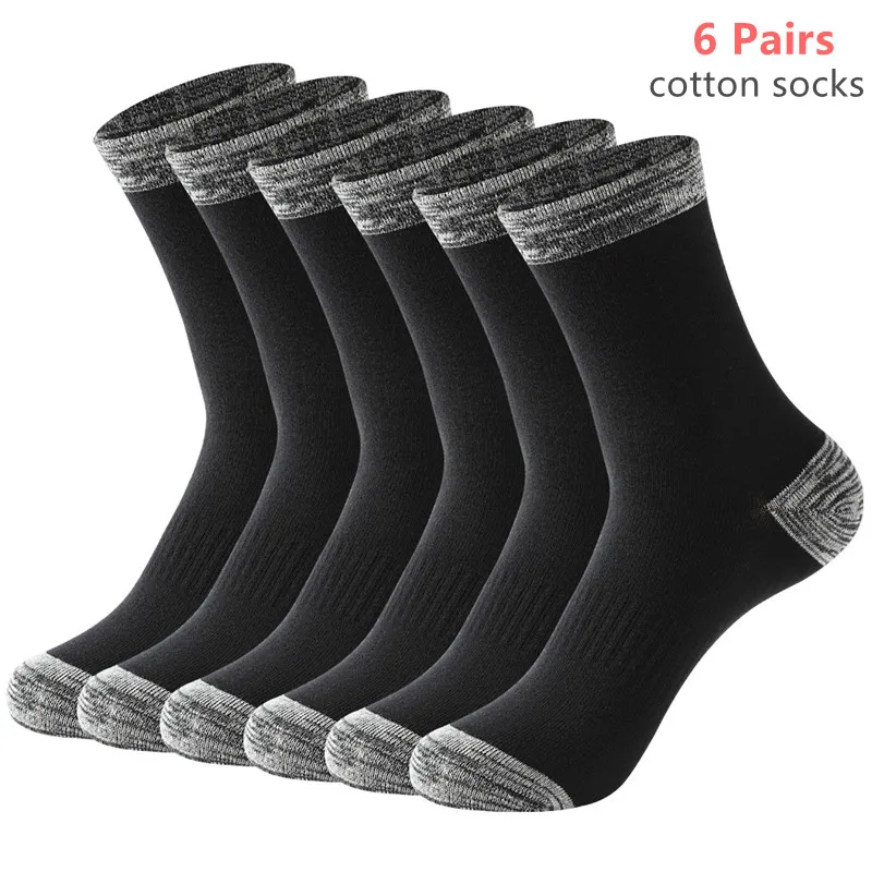 

Plus Size 38-45 Winter Men Socks Cotton Black Leisure Business Long Socks Walking Running Hiking Thermal Socks 6Pair 3pairs/lot