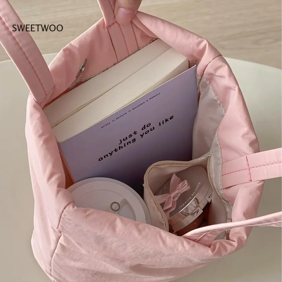 2025 Macaron Color Fold-Over Canvas Tote Bag for Women Mini Handbag for Daily Errands and Outings