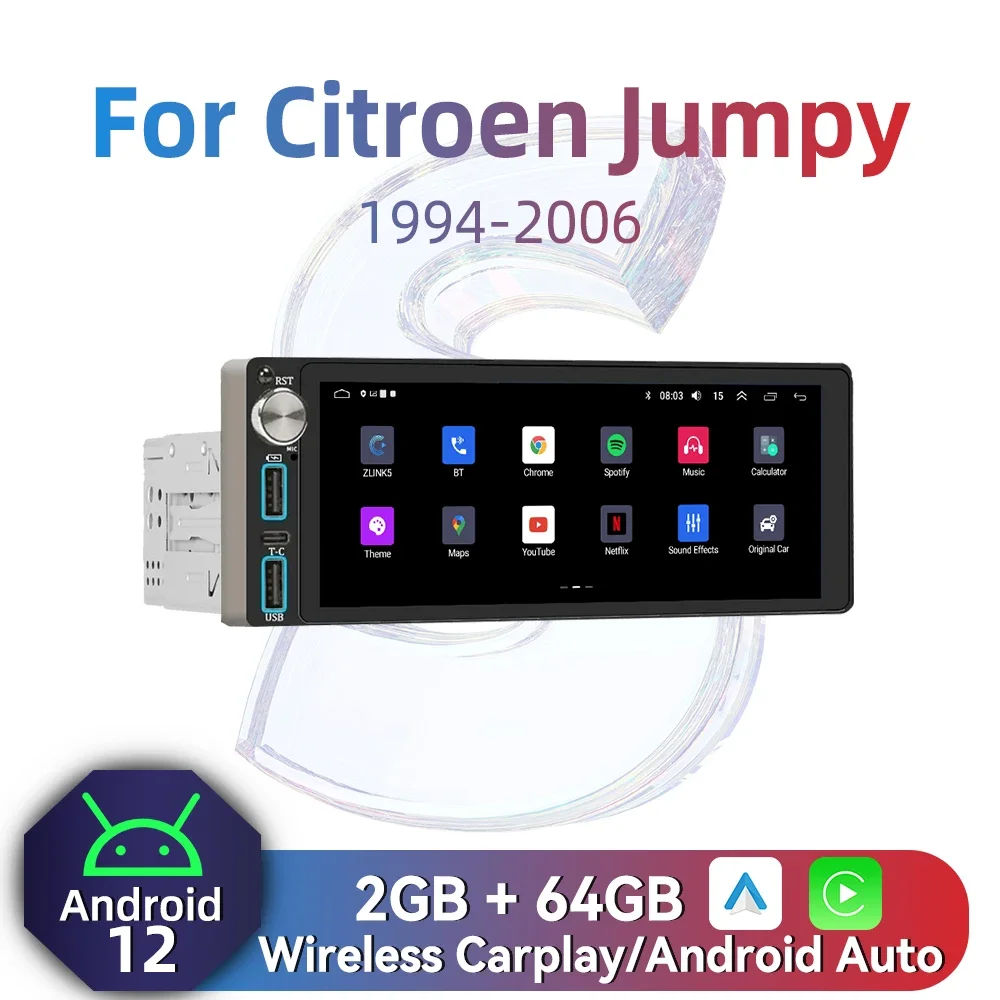 Carplay Autoradio 1 Din Radio Android Car Multimedia for Citroen Jumpy 1994-2006 6.86