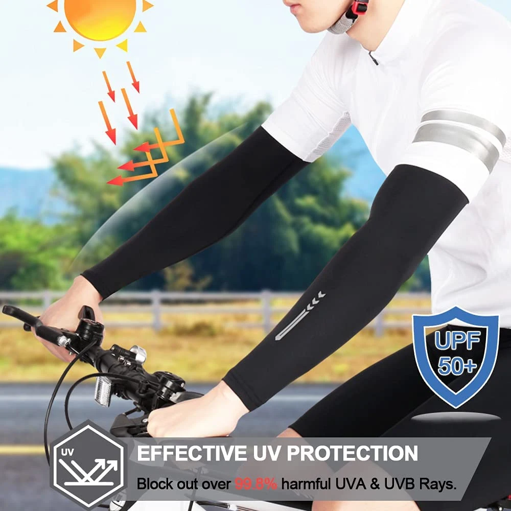 1Pair UV Sun Protection Cooling Arm Sleeve for Men&Women,Long Sunblock Protective Cycling Arm Cover for Football,Golf&Volleyball