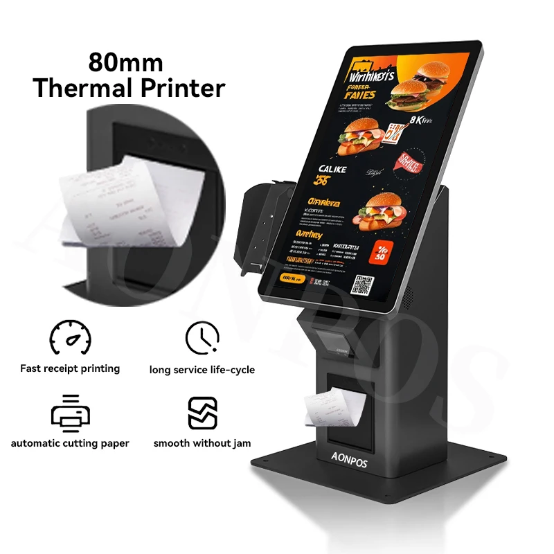 AonPos 21.5 Inch Self Payment Service Kiosk Automatic Restaurant Hotel Store Ordering Kiosk Android All In One Checkout Machine