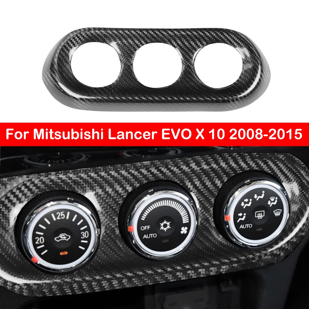 

For Mitsubishi Lancer EVO X 10 2008-2015 Real Carbon Fiber Car Console Dashboard AC Panel Gauge Pod Pointer Cover Trim Frame