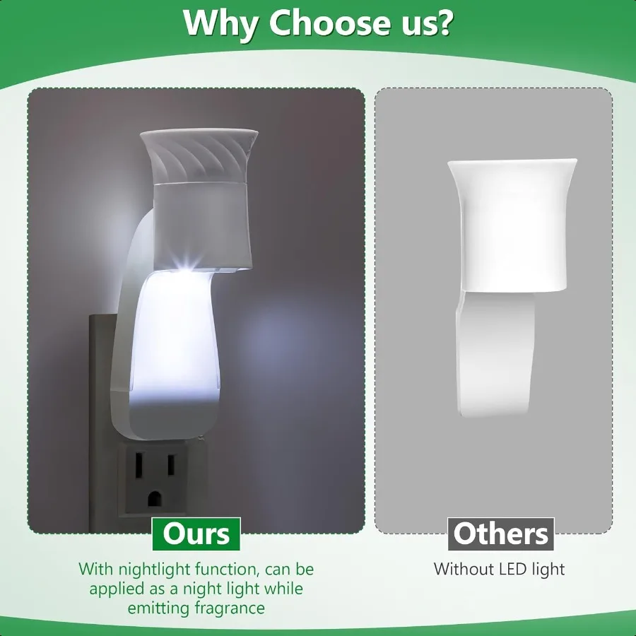 عطر حائط مع ضوء ليلي متوافق مع أعمال الحمام والجسم، عطر زهرة الحائط مع جوهر تصميم المكونات الدوارة