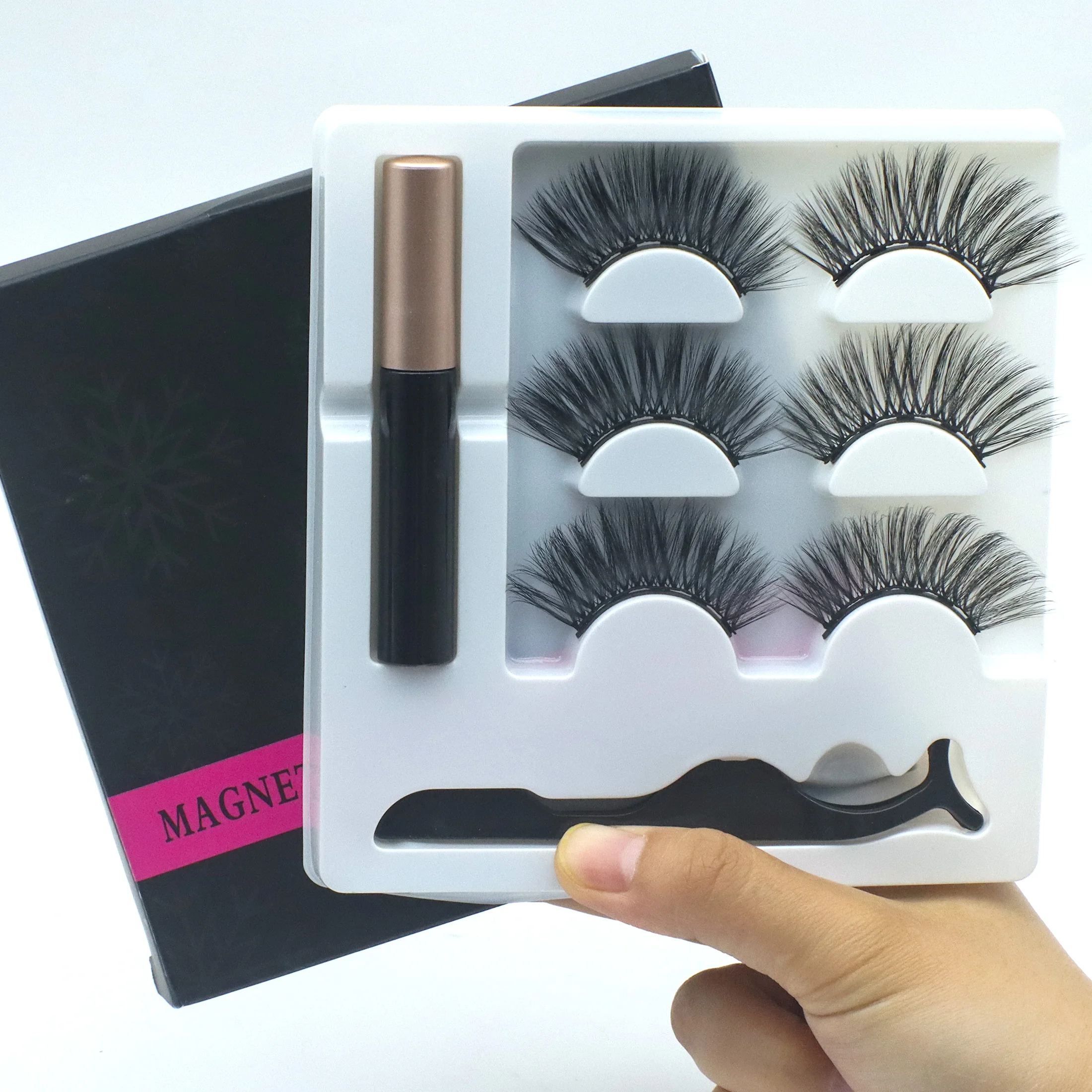 3 paires de cils magnétiques Eyeliner pince à épiler ensemble 3D cils de vison naturel artificiel faux cils moelleux Volume vaporeux