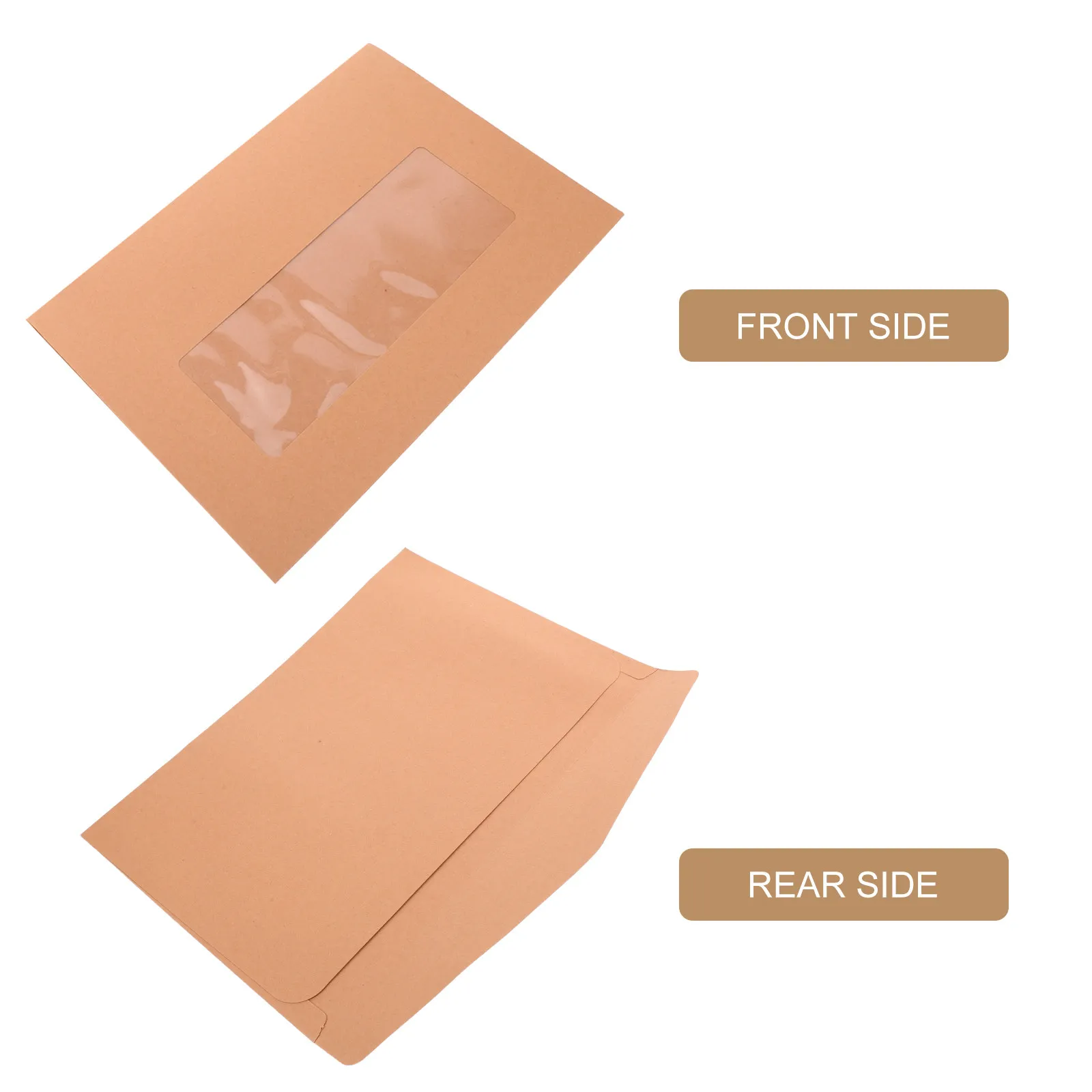 30Pcs Kraft Paper Envelope Brown Full Face Window Clear Window Envelope Document Organizer File Bag for Mailing Invoices Storing