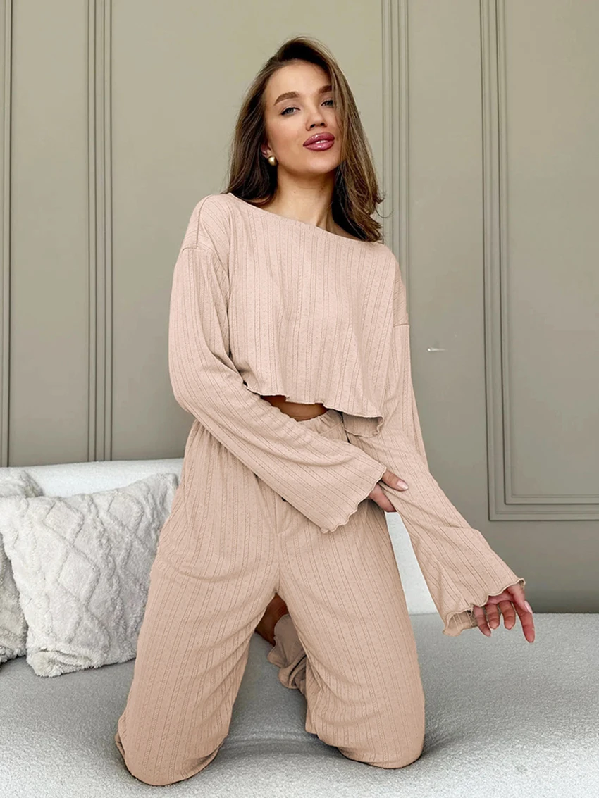 Marthaqiqi الوردي النساء منامة دعوى س الرقبة ملابس خاصة طويلة الأكمام ملابس نوم المحاصيل الأعلى قمصان النوم السراويل ملابس نوم غير رسمية مجموعة الشتاء