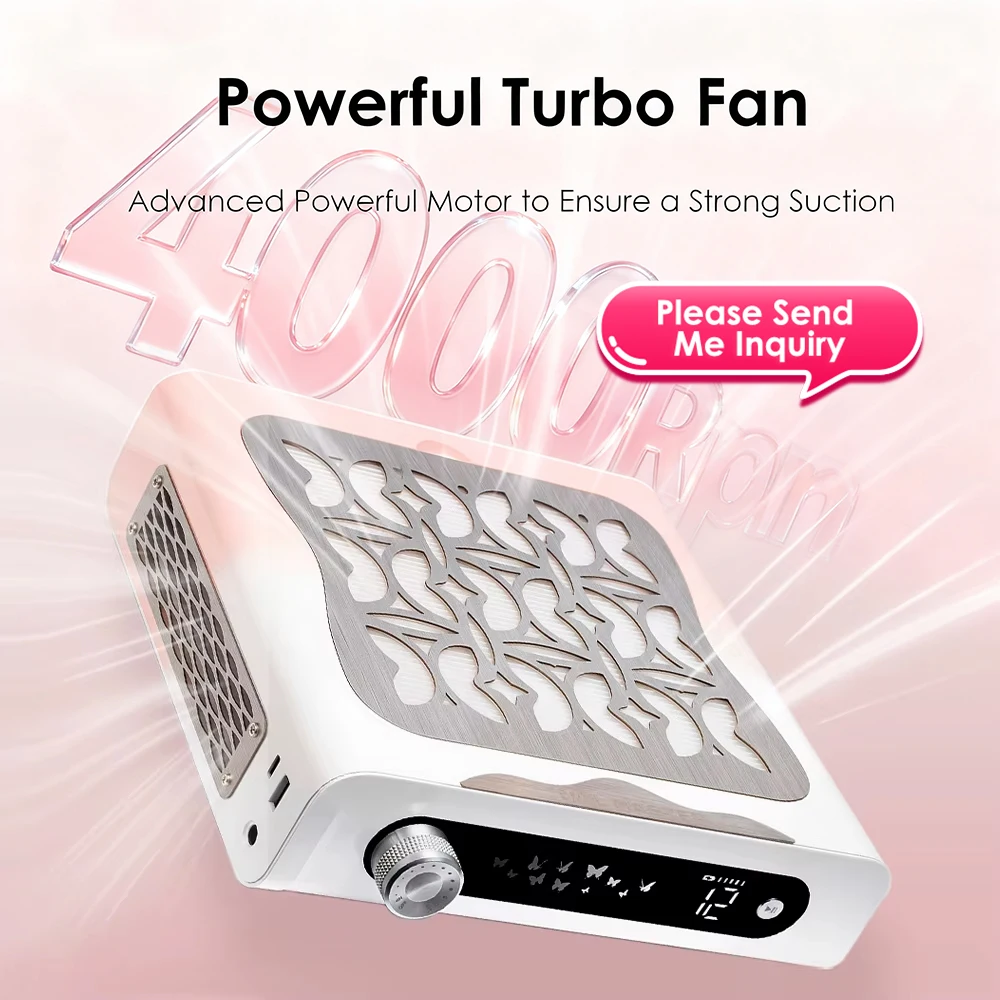 Professional Strong Cleaner Acrylic Gel Nail Polishing Nail Dust Collector 60W Powerful Dust Collector for Nails Salon