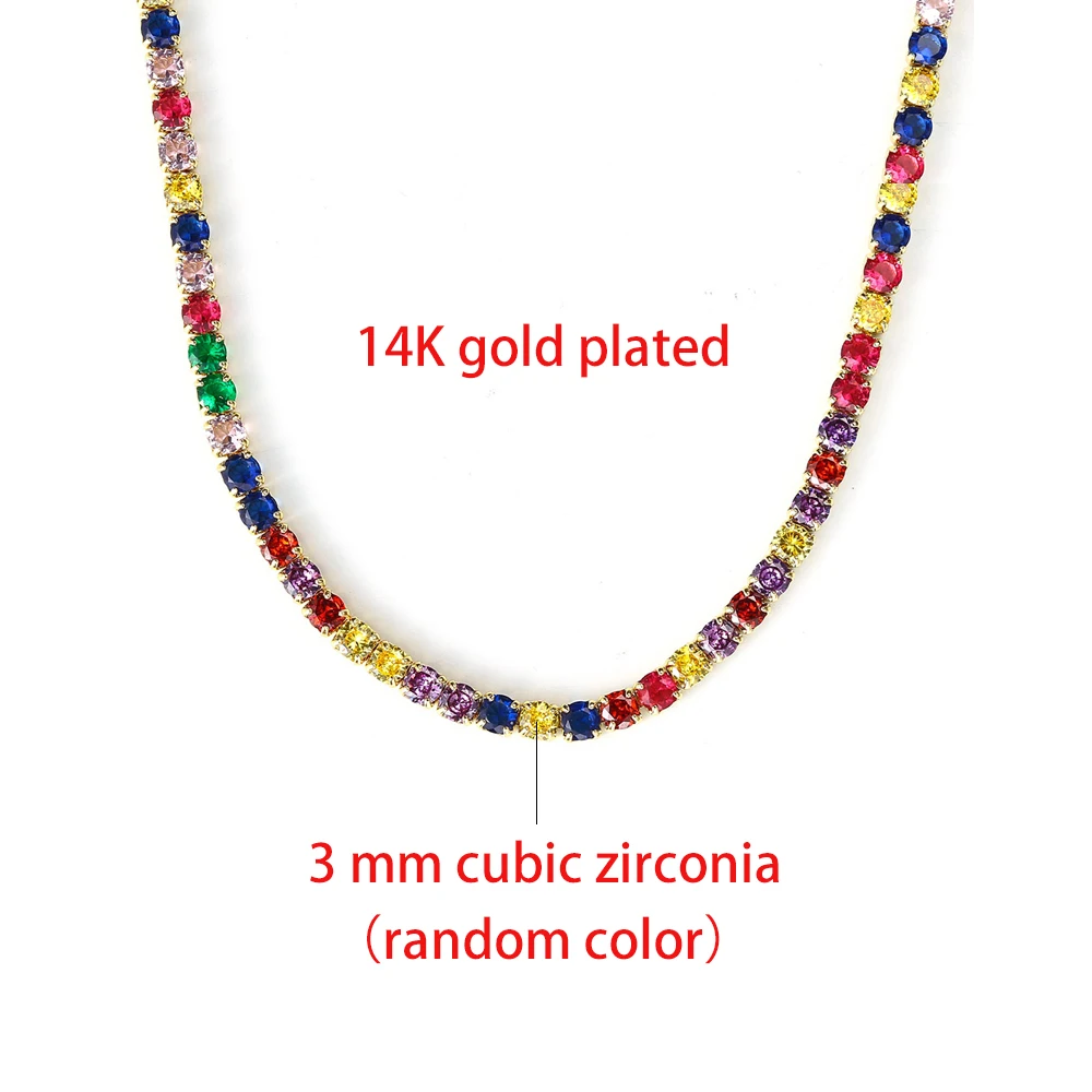 Tennis Choker Halsketten Frauen HipHop Iced Out AAA + Zirkonia Gold Farbe Kristall Kette Weiblichen Schmuck auf Den Hals OHN099