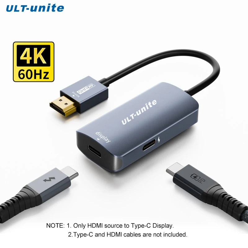 محول HDMI إلى النوع C 4K60 هرتز HDMI ذكر إلى USB C شاحن أنثي لنظارات AR XREAL One، VITURE Pro، RayNeo Air 2S، مفتاح روكيد