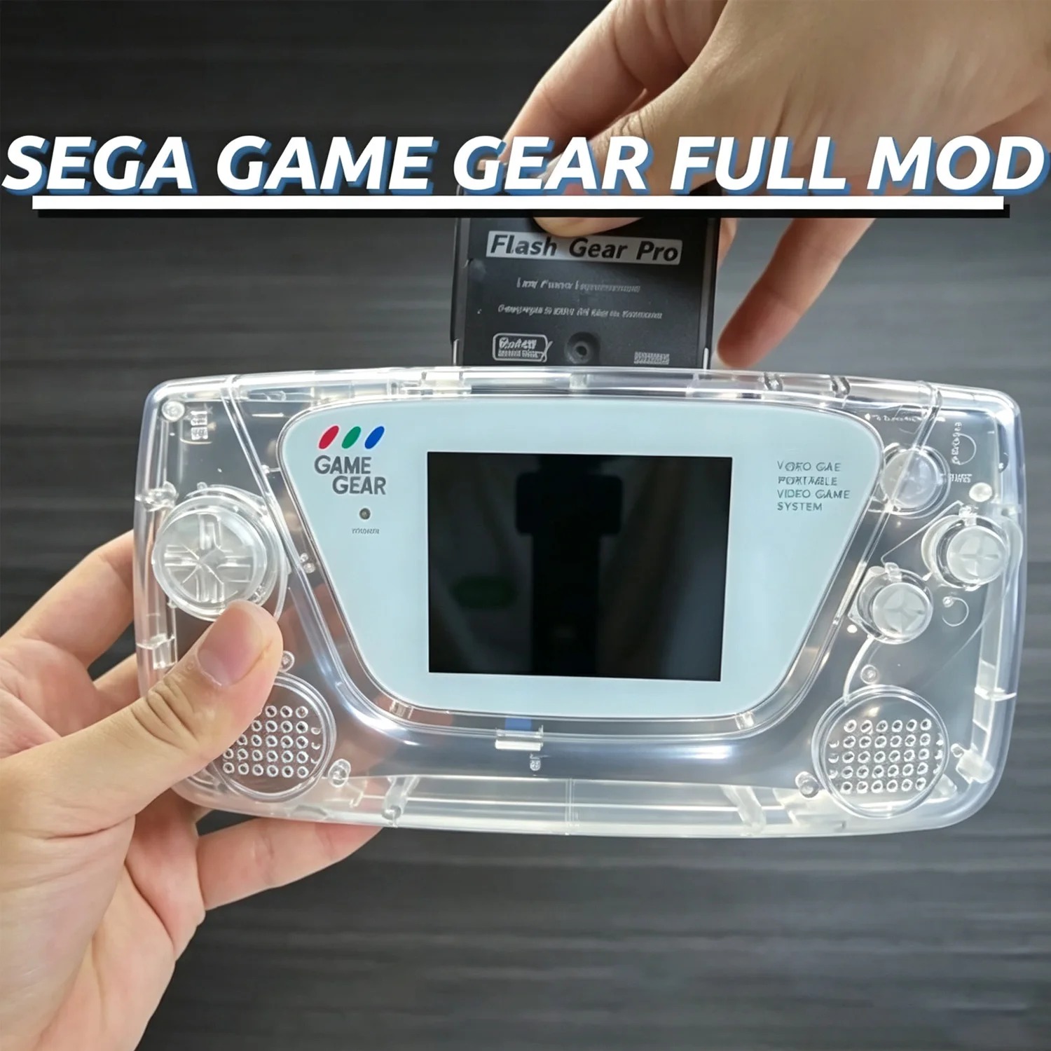 Full Mod Kit For SEGA Game Gear Shell + V4.2 IPS High Bright LCD Screen + Flash Gear Pro+ Game Cartridge Complete Accessorie Set