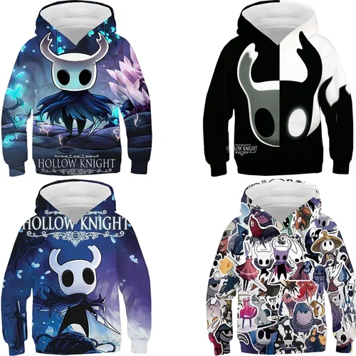 Sudaderas con capucha con estampado de caballero hueco para niños y niñas, jersey de lana, chándal y2k, Tops, Sudadera con capucha de Anime, ropa para niños, otoño