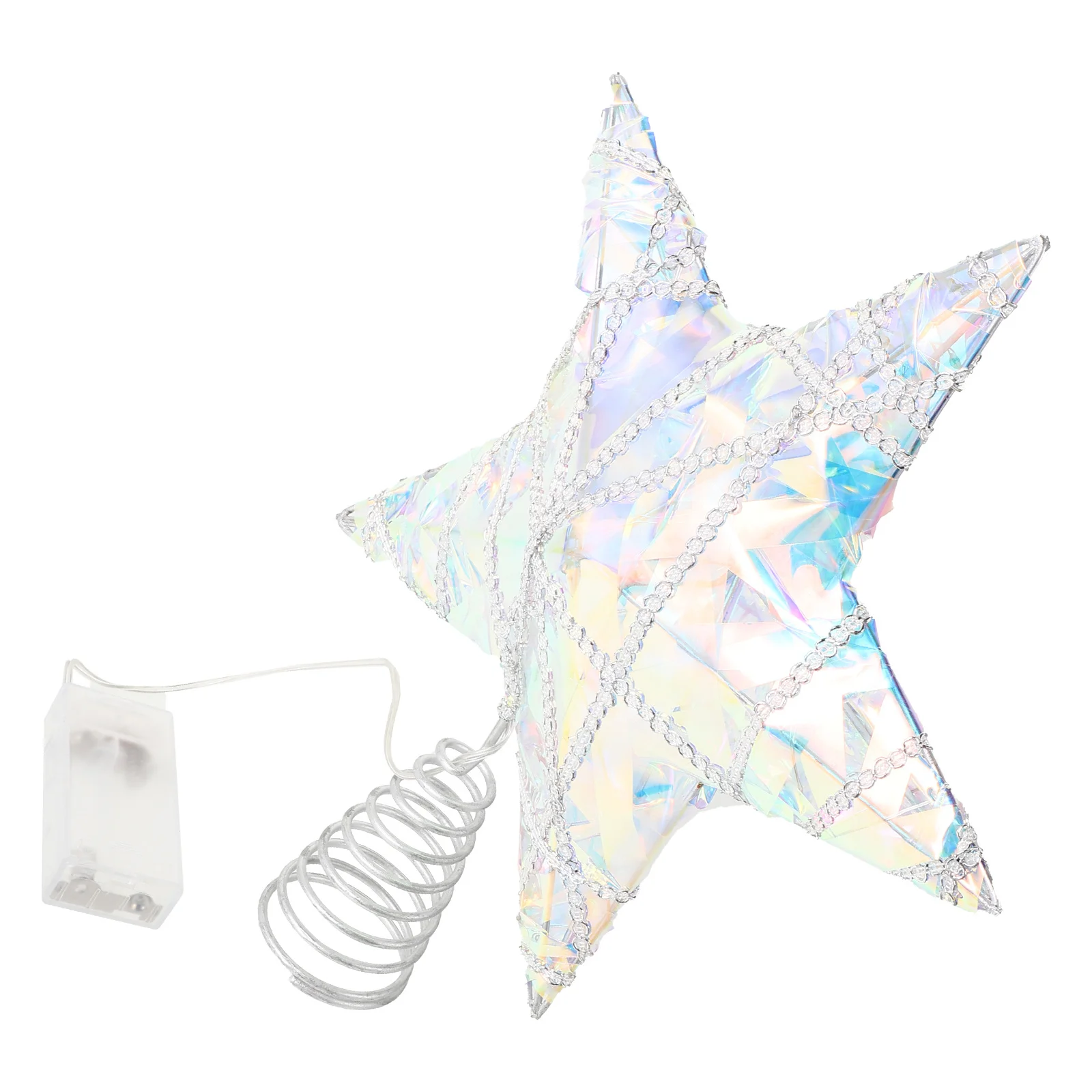 

Sparkling Christmas Tree Topper Star Lighted 3D Five-Pointed Design Glitter Finish Festive Holiday Home Decoration Shiny Display