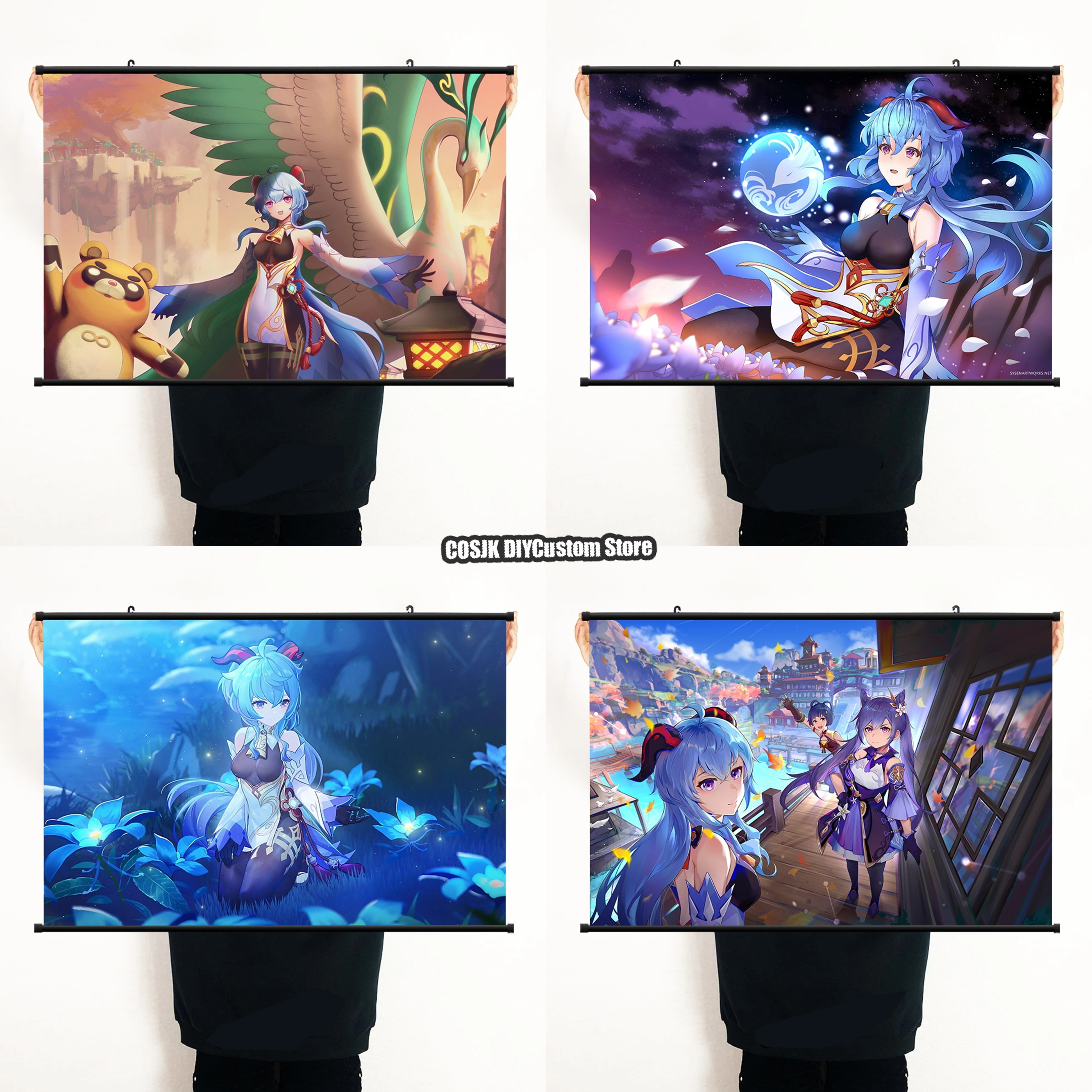 HOT Anime Game Genshin Impact Ganyu Poster Canvas Print Wall Scroll Roll Print Home Decor HD Painting Collectible Art Gifts