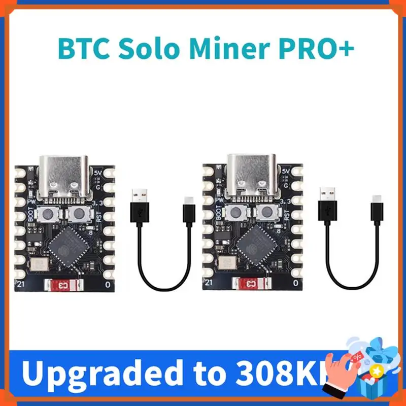 

Compact Bitcoin Mini Miner – Nmminer BTC Solo Miner PRO+ 2 Pieces Set, 308KH/S Hashrate For Home Offices