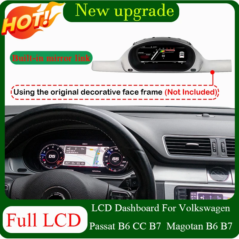 

Vehicle speed counter LCD Screen Speedometer Digital Dashboard Panel Virtual Instrument Cluster CockPit For VW Passat B7 B6 CC