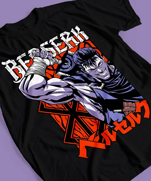 Camiseta de algodón unisex, camisa de anime Berserk La Espada de Guts