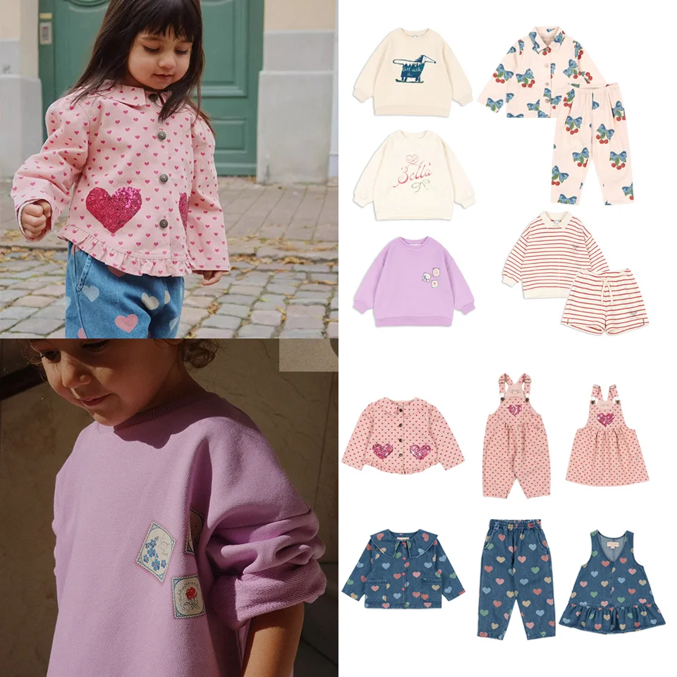 

Children's Set 2025 KS Casual Hoodie Autumn Sweatshirt Loving Denim Suit for Boys Girls Active Wear Soft Cotton 18M-9Y