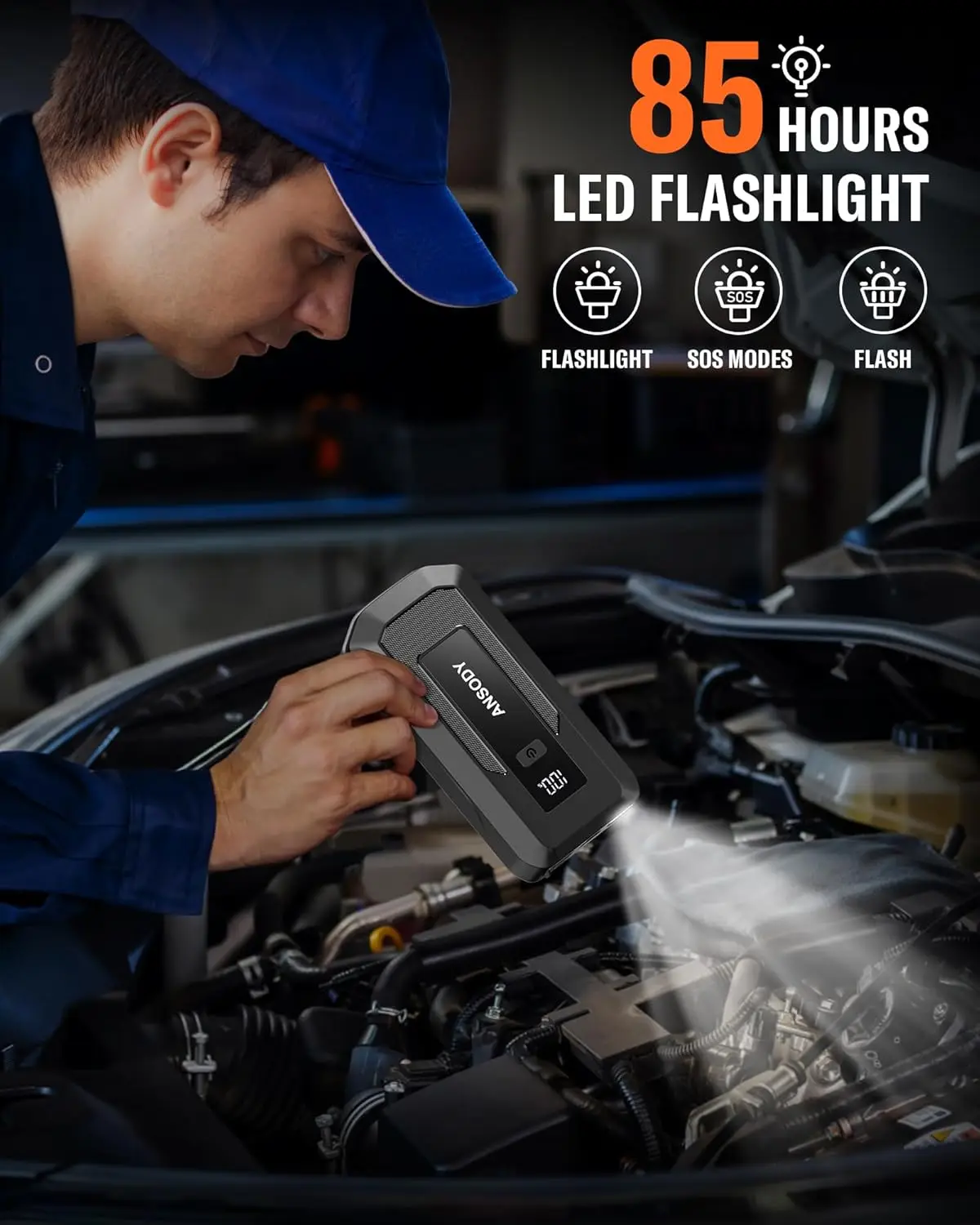 Arrancador de batería para coche Peak de 3000 A, refuerzo de batería de 12 V con luz LED y SOS, -20 ℃   Manivela en frío, para motocicleta SUV pickup