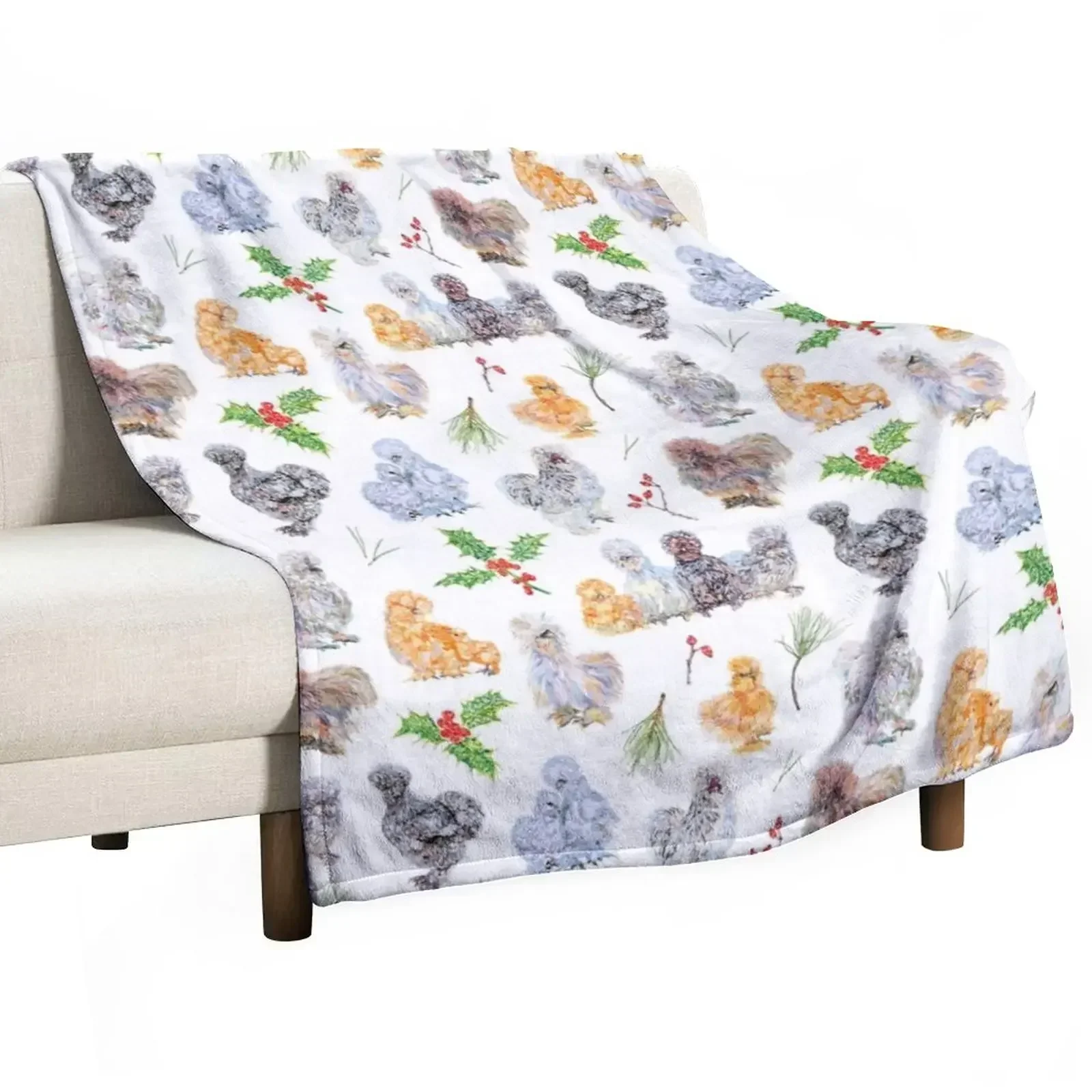 

Silkie Chicken Winter Holiday Pattern Throw Blanket for babies Nap Moving Blankets