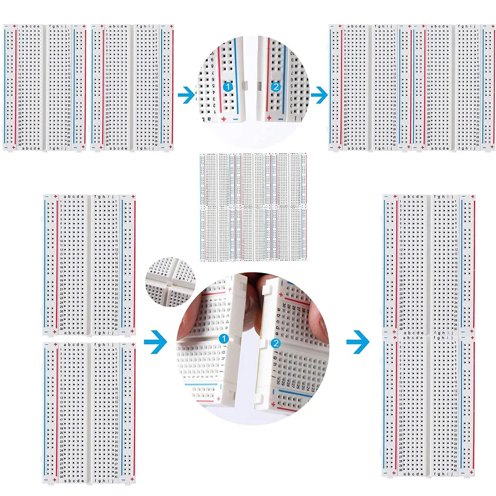 6PCS 400 Point Solderless Breadboard Set Prototype Board, 6 PCS 400 Pin Solderless Board Kit for Arduino Raspberry pi 5 4B 3B